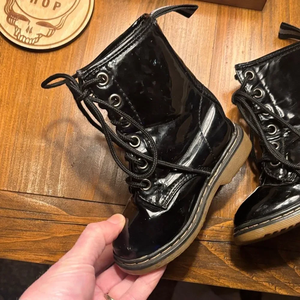 Shiny Black like DOCs Toddler Combat Boots